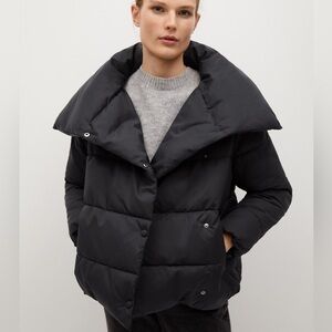 Mango Funnel neck feather coat